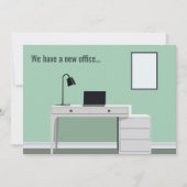 Kute New Kantoor Address Change Green Desk Moving Aankondiging (Voorkant)