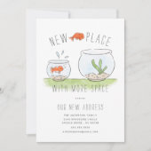 Kute New Place Goldfish Bowl Moving Announement Aankondiging (Voorkant)