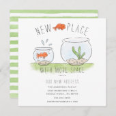 Kute New Place Goldfish Bowl Moving Announement Aankondiging (Voorkant / Achterkant)