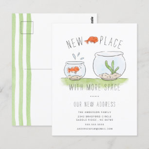 Kute New Place Goldfish Bowl Moving Announement Briefkaart