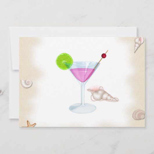 Kute New Sea Shells en Cocktails Birthday Party I Kaart (Achterkant)
