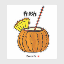 Kute, nieuwe, stijlvolle, rubberen coconutovers sticker