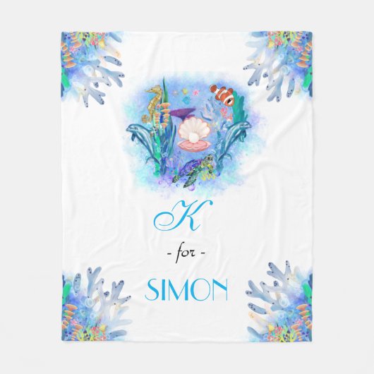 Kute Ocean Zee Animals Baby Fleece Blanket (Voorkant)