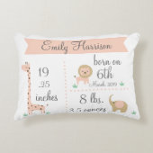 Kute Oerwoud Animals Baby Girl Announge Pillow Accent Kussen (Voorkant)