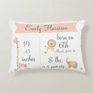 Kute Oerwoud Animals Baby Girl Announge Pillow Accent Kussen