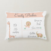 Kute Oerwoud Animals Baby Girl Announge Pillow Decoratief Kussen (Voorkant)