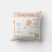 Kute Oerwoud Animals Baby Girl Announge Pillow Kussen (Voorkant)