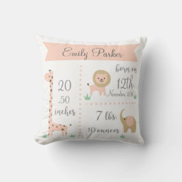 Kute Oerwoud Animals Baby Girl Announge Pillow Kussen