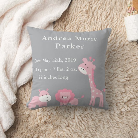 Kute Oerwoud Animals Baby Girl Announge Pillow Kussen (Deken)