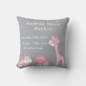 Kute Oerwoud Animals Baby Girl Announge Pillow Kussen (Voorkant)
