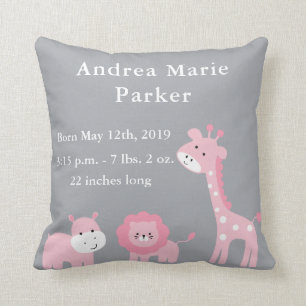 Kute Oerwoud Animals Baby Girl Announge Pillow Kussen