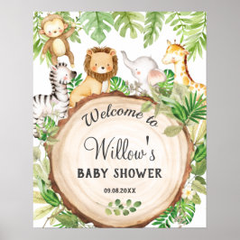 Kute Oerwoud Animals Birthday Baby shower Welkom Poster