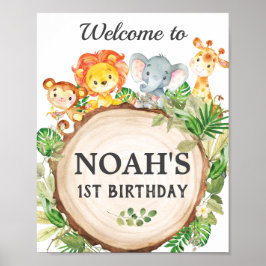 Kute Oerwoud Animals Birthday Baby shower Welkom Poster