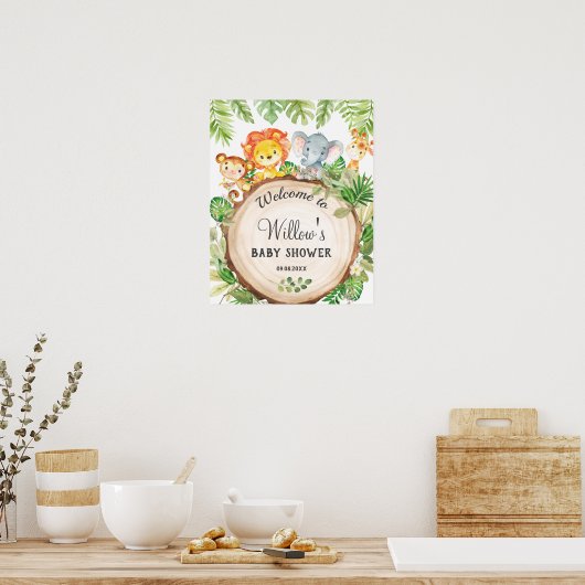 Kute Oerwoud Animals Birthday Baby shower Welkom Poster (Keuken)