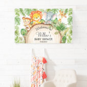 Kute Oerwoud Animals Birthday Baby shower Welkom Spandoek (Insitu)