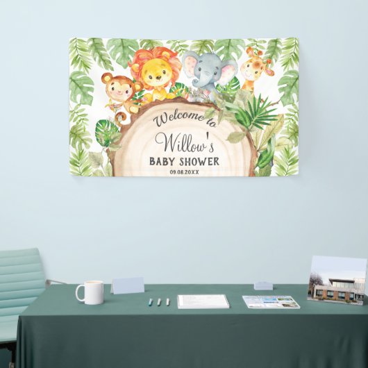 Kute Oerwoud Animals Birthday Baby shower Welkom Spandoek (Beurs)