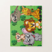 Kute Oerwoud Animals Green Cartoon Rainforest Legpuzzel (Verticaal)