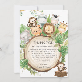 Kute Oerwoud Animals Greenery Baby shower Bedankkaart