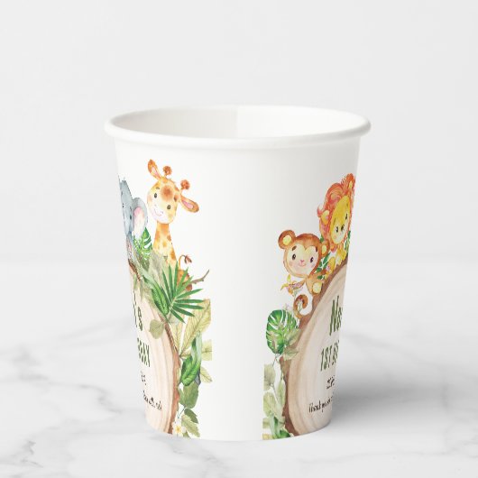 Kute Oerwoud Animals Greenery Baby shower Birthday Papieren Bekers (Links)
