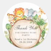 Kute Oerwoud Animals Greenery Baby shower Birthday Ronde Sticker (Voorkant)