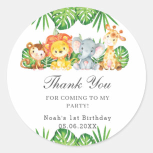 Kute Oerwoud Animals Greenery Baby shower Birthday Ronde Sticker