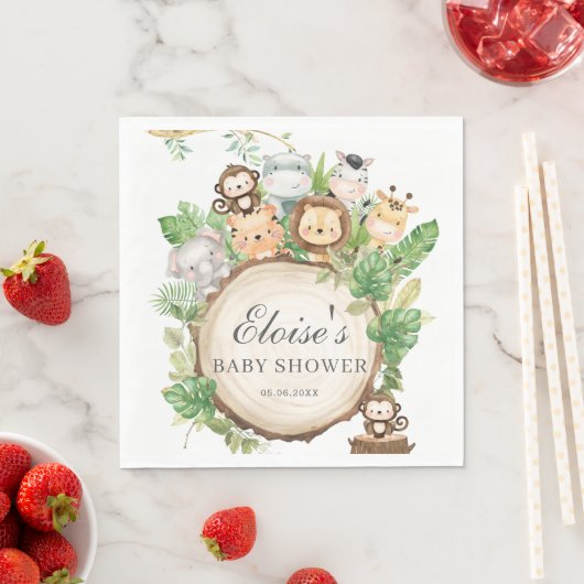 Kute Oerwoud Animals Greenery Baby shower Birthday Servet (Insitu)