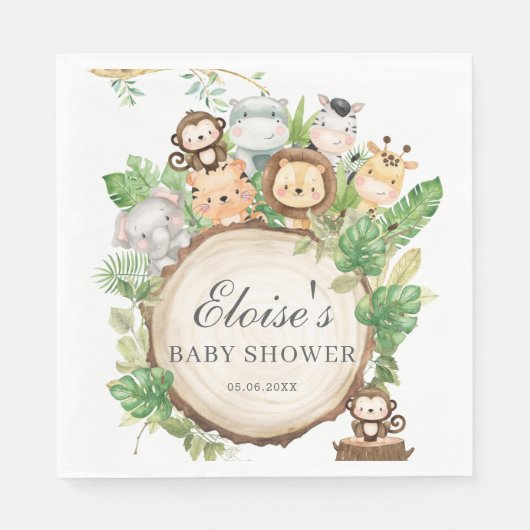 Kute Oerwoud Animals Greenery Baby shower Birthday Servet (Voorkant)