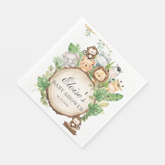 Kute Oerwoud Animals Greenery Baby shower Birthday Servet (Hoek)