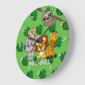 Kute Oerwoud Animals Rainforest Green Name Cartoon Grote Klok (Hoek)