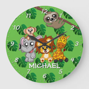 Kute Oerwoud Animals Rainforest Green Name Cartoon Grote Klok