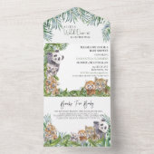 Kute Oerwoud Baby shower Animals Greenery All In One Uitnodiging (Binnen)