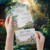 Kute Oerwoud Baby shower Animals Greenery All In One Uitnodiging