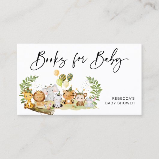 Kute Oerwoud Books for Baby shower Enclosure Kaart Visitekaartje (Voorkant)