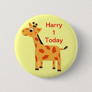 Kute Oerwoud Giraffe Personalized Age Butt Ronde Button 5,7 Cm
