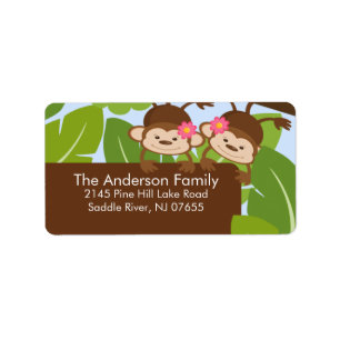 Kute Oerwoud Twins Monkey Lijst Address Label