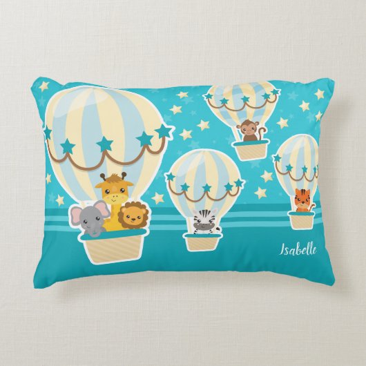 Kute Oerwouden die vliegen in luchtballonnen Accent Kussen (Voorkant)