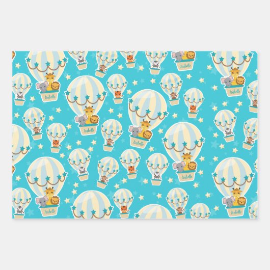 Kute Oerwouden die vliegen in luchtballonnen Inpakpapier Vel (Voorkant)