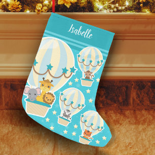 Kute Oerwouden die vliegen in luchtballonnen Kleine Kerstsok