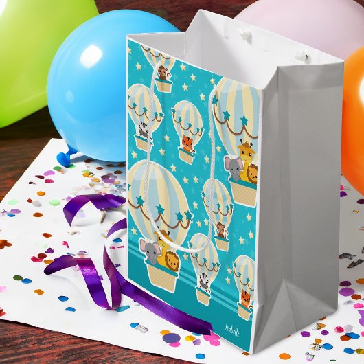 Kute Oerwouden die vliegen in luchtballonnen Medium Cadeauzakje