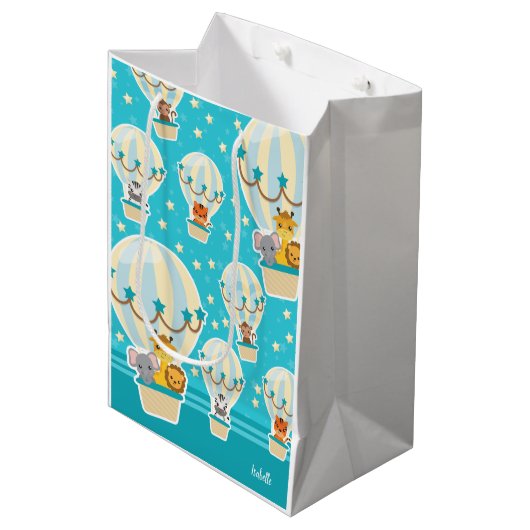 Kute Oerwouden die vliegen in luchtballonnen Medium Cadeauzakje (Voorkant Gekanteld)