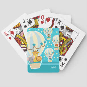 Kute Oerwouden die vliegen in luchtballonnen Pokerkaarten