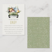 Kute Oerwouden in autoboeken voor Baby shower Informatiekaartje (Voorkant / Achterkant)