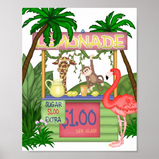 Kute Oerwouden limonade standaard Poster (Voorkant)