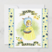 Kute Old Fashioned Easter Bunny Kaart Notitiekaartje (Voorkant)