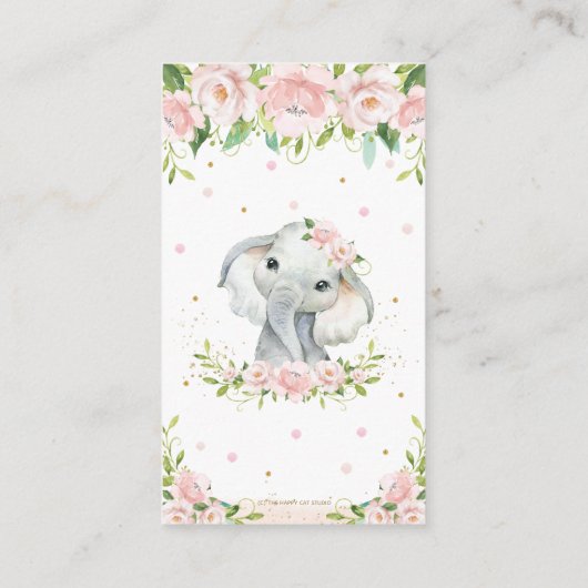 Kute olifant Blush Pink Floral Books for Baby Informatiekaartje (Achterkant)