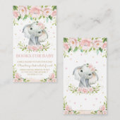 Kute olifant Blush Pink Floral Books for Baby Informatiekaartje (Voorkant / Achterkant)