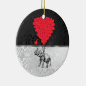 Kute olifant en liefdeshart op grijs keramisch ornament (Rechts)