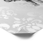 Kute olifant en liefdeshart op grijs poster (Hoek)