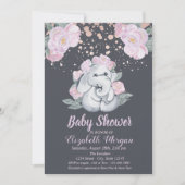 Kute olifant, Flowers Light Paars Baby shower Kaart (Voorkant)