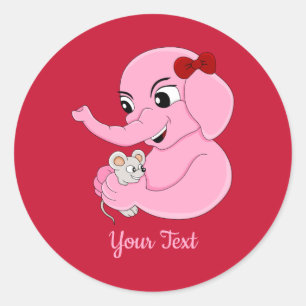 Kute olifant girl cartoon klassieke ronde sticker